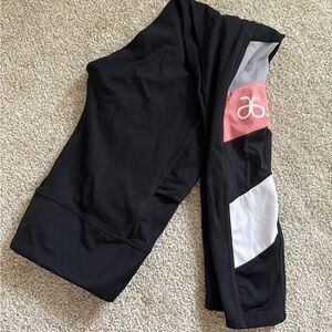 Arbonne Black Leggings with Pink and White Accents